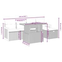 6-delige Loungeset met kussens poly rattan grijs - thumbnail