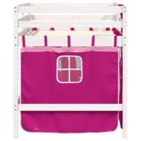 Kinderhoogslaper met gordijnen 80x200 cm grenenhout roze - thumbnail