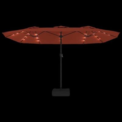 VidaXL Parasol dubbel dak met led 449x265 cm terracottakleurig