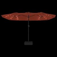 Parasol dubbel dak met LED 449x245 cm terracottakleurig - thumbnail