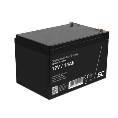 Green Cell Loodaccu 12 V 14 Ah Loodvlies (AGM) (b x h x d) 151 x 95 x 98 mm Kabelschoen 6.35 mm Cyclusbestendig, Onderhoudsvrij