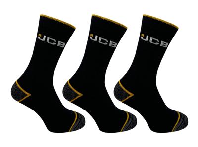 JCB Werksokken Tough Work | Zwart/Geel | Maat 39-43 | 3 paar - JCBX214