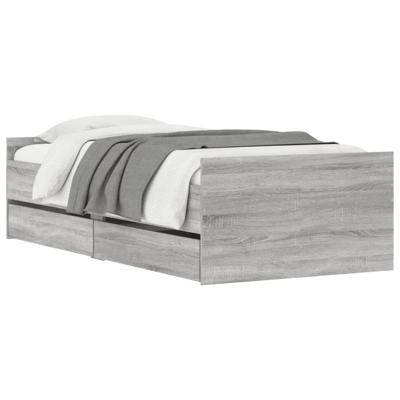 Bedframe met lades grijs sonoma eikenkleurig 90x190 cm - thumbnail