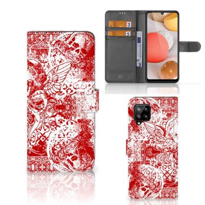 Telefoonhoesje met Naam Samsung Galaxy A42 5G Angel Skull Rood Telefoonhoesje met Naam Samsung Galaxy A42 5G Angel Skull Rood