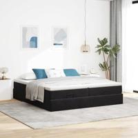 Ottoman bed met matrassen 200x200cm fluweel zwart - thumbnail