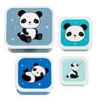 A Little Lovely Company eetset Panda junior polyetheen blauw 4 delig - thumbnail