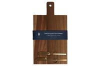 Snijplank Home ESPRIT Roestvrij staal Acacia 38 x 20 x 1,5 cm (3 Onderdelen) - thumbnail