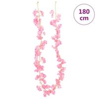 VidaXL Kerstslingers met bloemen 6 st 180 cm donkerroze - thumbnail