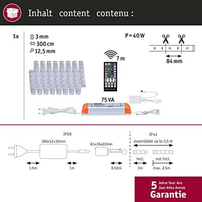 Paulmann 70529 LED-strip basisset 230 V 3 m Warmwit, RGBW 1 set(s) Paulmann 70529 LED-strip basisset 230 V 3 m Warmwit, RGBW 1 set(s)