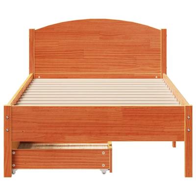 Bedframe zonder matras massief grenenhout wasbruin 100x200 cm