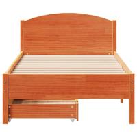 Bedframe zonder matras massief grenenhout wasbruin 90x200 cm - thumbnail