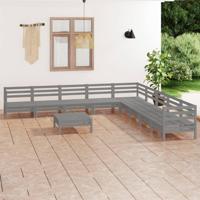 10-delige Loungeset massief grenenhout grijs - thumbnail