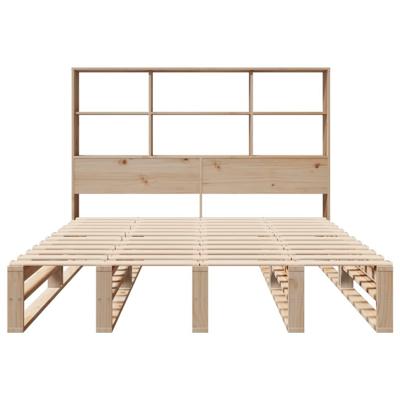 Bed met boekenkast zonder matras massief hout 160x200 cm - thumbnail