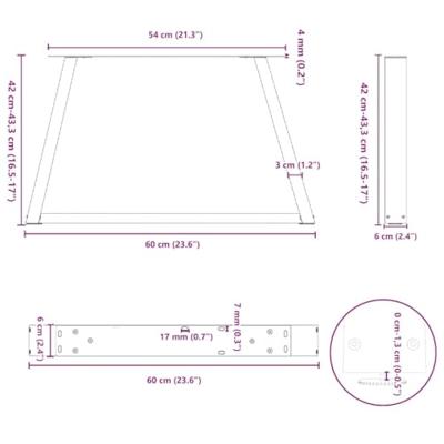 Salontafelpoten 2 st V-vormig 60x(42-43,3) cm staal antraciet