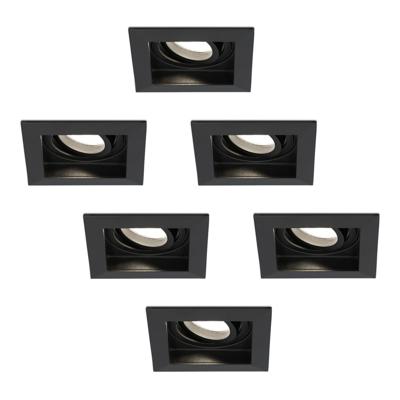 Set van 6 Fresno LED inbouwspots vierkant - GU10 - 4 Watt 345 Lumen - 4000K neutraal wit - Dimbaar - Kantelbaar - Verzonken - IP20 voor binnen - Zwart - Anti-glare Set van 6 Fresno LED inbouwspots vierkant - GU10 - 4 Watt 345 Lumen - 4000K neutraal wit - Dimbaar - Kantelbaar - Verzonken - IP20 voor binnen - Zwart - Anti-glare