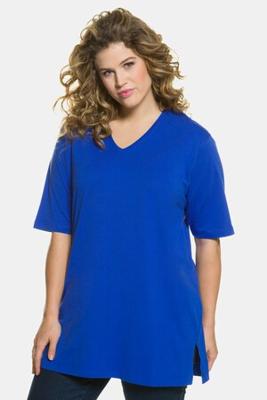 Ulla Popken T-shirt, relaxed, V-hals, zijsplitten - Grote Maten