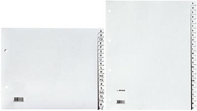 Q-CONNECT tabbladen, A4, PP, 11-gaatsperforatie, set van A-Z, 24 tabs, grijs