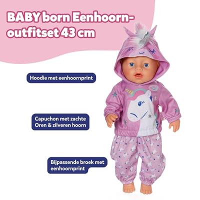 BABY born eenhoorn pakje - 43 cm