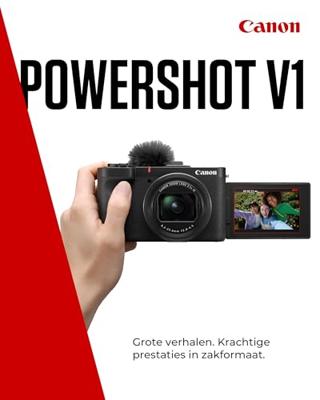 Canon PowerShot V1 - Vlogcamera met f/2.8 Ultragroothoeklens | Compacte Digitale Camera voor Content Creators, voor Vloggen en Reizen |Verbind via USB en Wifi
