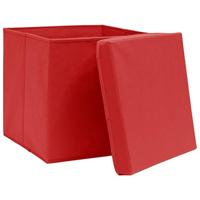 Opbergboxen met deksel 10 st 28x28x28 cm rood - thumbnail