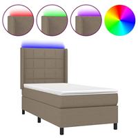 Boxspring met matras en LED stof taupe 90x190 cm - thumbnail