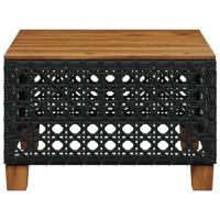 Tuintafel 55x55x36 cm poly rattan en acaciahout zwart - thumbnail