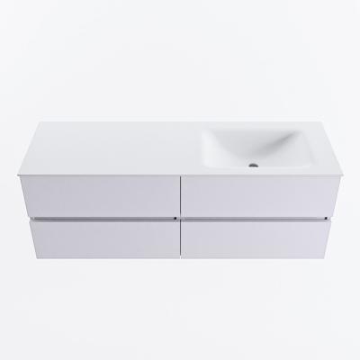 MONDIAZ VICA 140cm badmeubel onderkast Cale 4 lades. Wastafel CLOUD rechts 1 kraangat, kleur Talc.