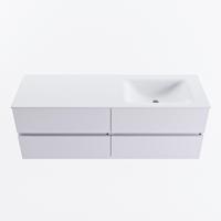 MONDIAZ VICA 140cm badmeubel onderkast Cale 4 lades. Wastafel CLOUD rechts 1 kraangat, kleur Talc. - thumbnail