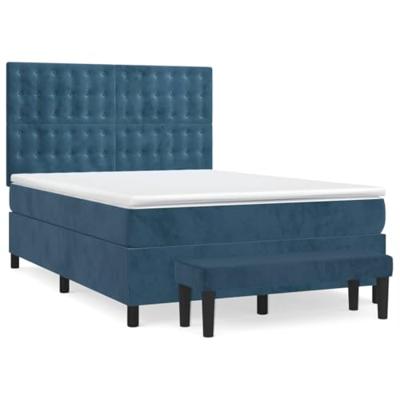 Boxspring met matras fluweel donkerblauw 140x190 cm