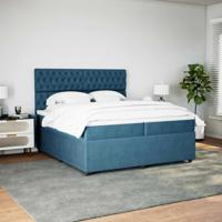 Boxspring met matras fluweel donkerblauw 200x200 cm - thumbnail