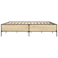 Bedframe bewerkt hout metaal sonoma eikenkleurig 180x200 cm - thumbnail