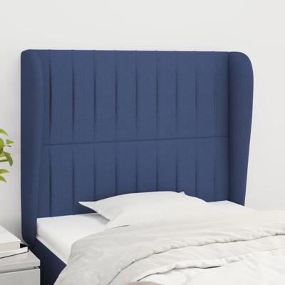Hoofdbord met randen 83x23x118/128 cm stof blauw