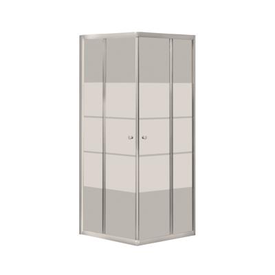 GO by Van Marcke Avis douchecabine 90x90x185cm vierkant 2 schuifdeuren 4mm helder veiligheidsglas met matte stroken aluminium verchroomd 114420 GO by Van Marcke Avis douchecabine 90x90x185cm vierkant 2 schuifdeuren 4mm helder veiligheidsglas met matte stroken aluminium verchroomd 114420