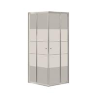 GO by Van Marcke Avis douchecabine 90x90x185cm vierkant 2 schuifdeuren 4mm helder veiligheidsglas met matte stroken aluminium verchroomd 114420 - thumbnail