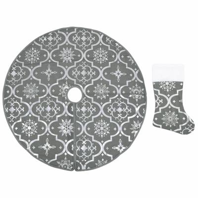 VidaXL Kerstboomrok luxe met sok 150 cm stof grijs