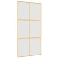 Schuifdeur 102,5x205 cm mat ESG-glas en aluminium goudkleurig - thumbnail