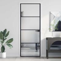 VidaXL Binnendeur smal 76x201,5 cm gehard glas en aluminium zwart - thumbnail
