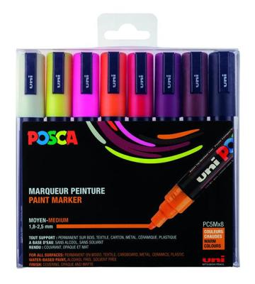 Paintmarker uni posca pc5m m 8st warme kleuren