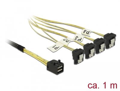 Delock 85685 Kabel Mini SAS HD SFF-8643 > 4 x SATA 7 Pin haaks 1 m Delock 85685 Kabel Mini SAS HD SFF-8643 > 4 x SATA 7 Pin haaks 1 m