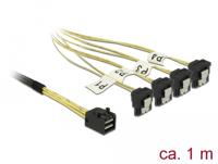 Delock 85685 Kabel Mini SAS HD SFF-8643 > 4 x SATA 7 Pin haaks 1 m - thumbnail