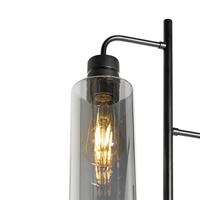 QAZQA Moderne vloerlamp zwart met smoke glas 2-lichts - Stavelot - thumbnail