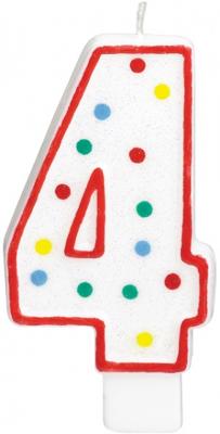 Amscan taartkaars cijfer 4 wit 13 cm | 24 stuks