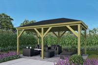 Tuindeco Grande Prieel 490x290 cm - vuren groen geïmpregneerd - SALE25112- Puntdak- Geïmpregneerd grenenhout- Tuindeco - thumbnail