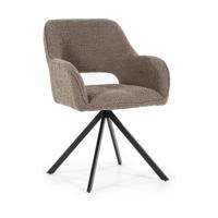 Eleonora Draaibare Eetkamerstoel 'Fabio' Bouclé, kleur Bruin - thumbnail