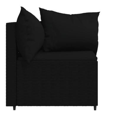 Tuinhoekbanken met kussens 2 st poly rattan zwart - thumbnail