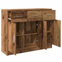 Dressoir 91x28x75 cm bewerkt hout oud houtkleurig - thumbnail