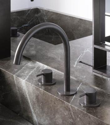 Wastafelmengkraan Hotbath Cobber 3 gats 2-hendel Gebogen 26.1 cm Geborsteld Messing Living Colours