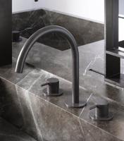 Wastafelmengkraan Hotbath Cobber 3 gats 2-hendel Gebogen 26.1 cm Geborsteld Messing Living Colours - thumbnail