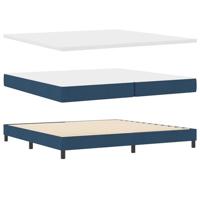 Boxspring bed met matras met hoofdeinde Blauw 200 x 200 cm Stof - thumbnail