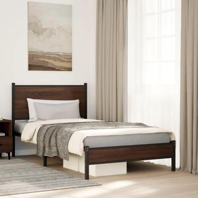 Bedframe zonder matras metaal bruin eikenkleurig 100x190 cm